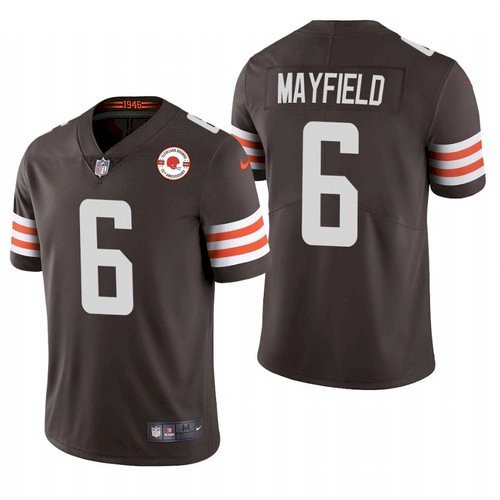 Men's Cleveland Browns #6 Baker Mayfield 2021 Brown NFL 75th Anniversary Vapor Untouchable Limited Stitched Jersey Men's Cleveland Browns #6 Baker Mayfield 2021 Brown NFL 75th Anniversary Vapor Untouchable Limited Stitched Jersey